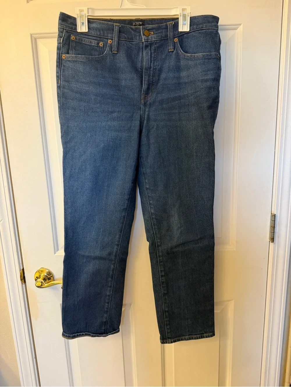J. Crew Blue Denim Straight Jeans with Branded Button size 30